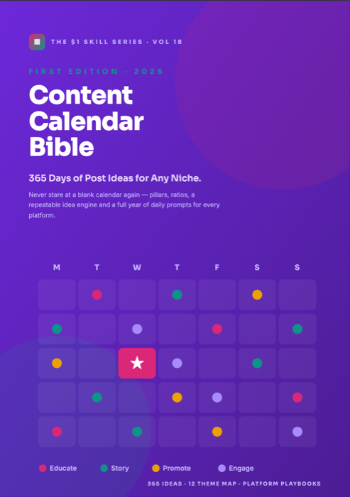 Content Calendar Bible — 365 Days of Post Ideas for Any Niche